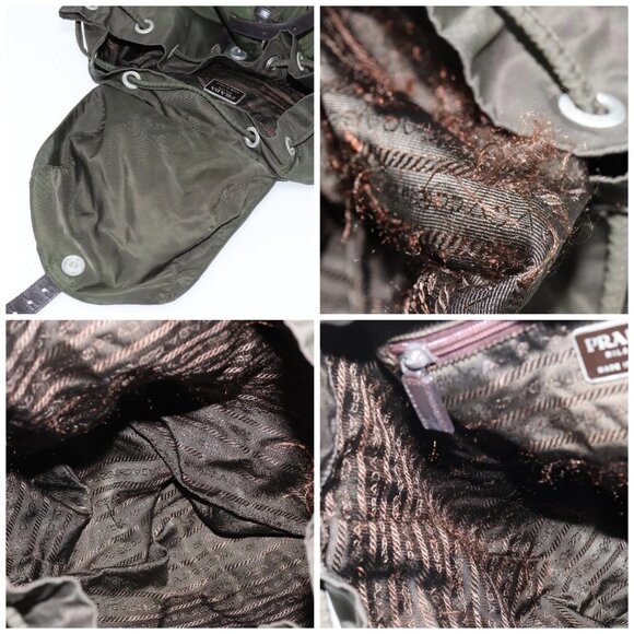 PRADA Backpack Nylon Khaki Silver Auth 149045 - Picture 15 of 16